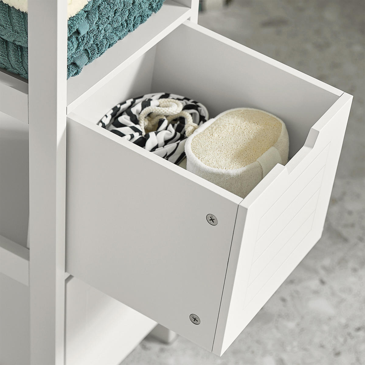 BADEZIMMERSCHRANK Kommode mit 2 Körben Weiß 30x89x30cm - Weiß, Holzwerkstoff (30/90/30cm) - SoBuy