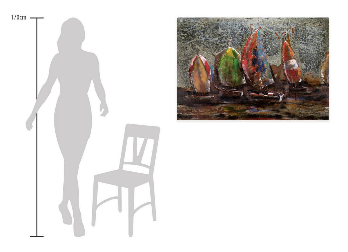 METALLBILD Bunt 100/70 cm - Multicolor, Metall (4.6/70cm) - KUNSTLOFT