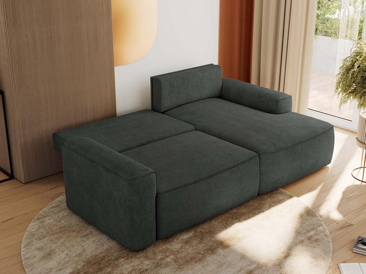 ECKSOFA BELLUNO L Dunkelgrau Strukture - Rechts - Dunkelgrau/Schwarz, Textil (233/144cm) - MKS