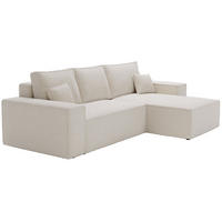 ECKSOFA Bouclé 280 cm Bergamo L mit Bettkasten, Schlaffunktion, Rechts - Creme - Creme, Holz (189/277cm) - Emporius