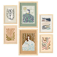 POSTER Set Mit 6 Drucken Von Mutter Natur In Ethnischer Dekorative Rahmen Für Ihr Wohnzimmer Zuhause Wandkunstdruck A3 & A4 Rahmen Aus Hellem Holz - Beige, Papier (29/3cm) - Nacnic