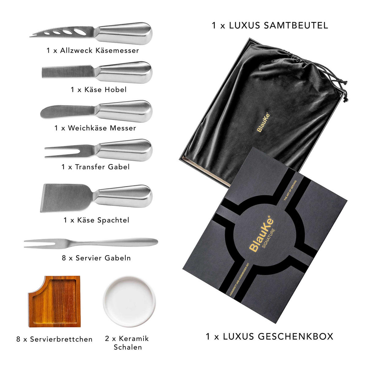 KÄSEBRETT Set für Große Gruppen 30x39cm (Akazienholz) - Beige, Holz (30/38cm) - BlauKe