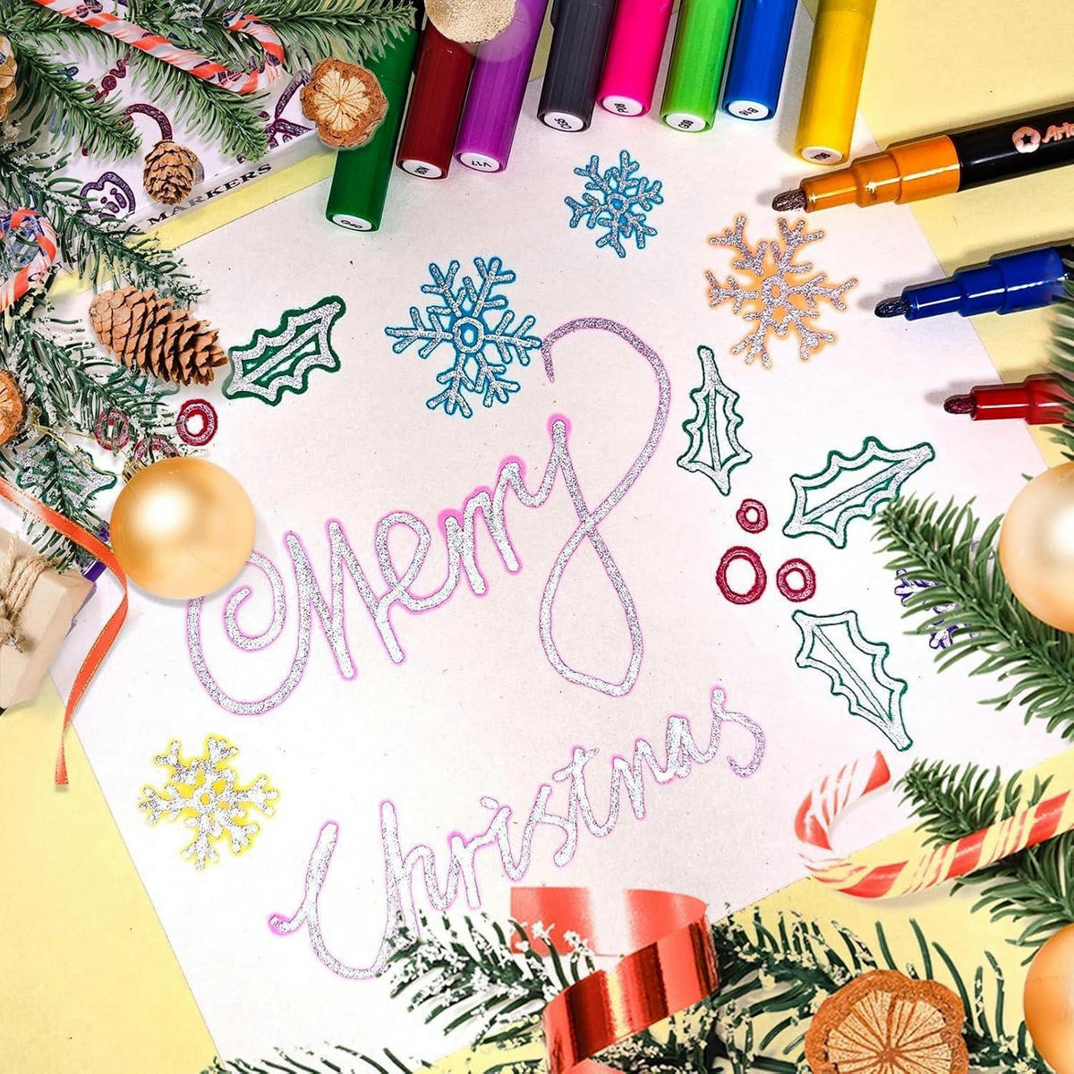 MARKER 12er Set Outline Stifte Glitzer Effekt - Multicolor, Kunststoff (1/1/14cm)