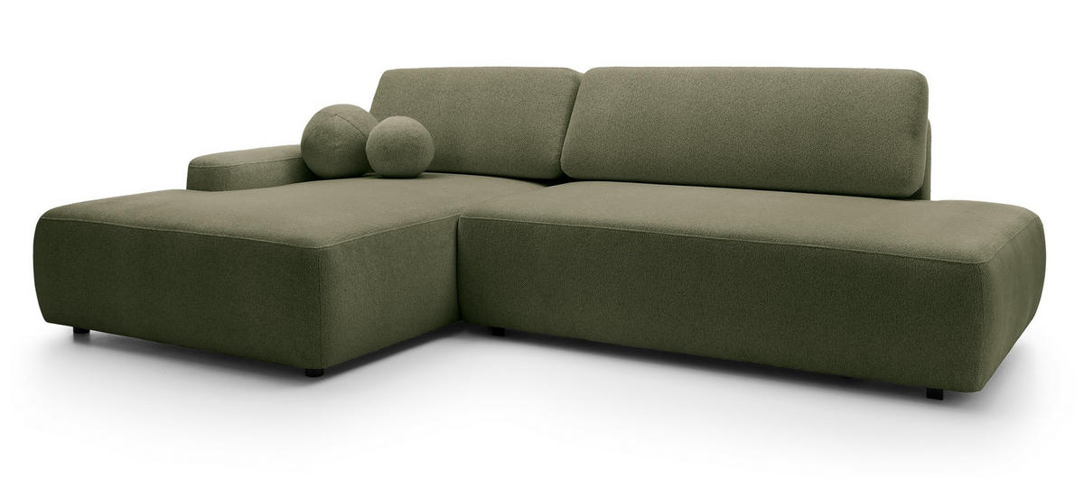 ECKSOFA 275 cm mit Schlaffunktion Orea O, Links, Grün - Grün, Holz (276/164cm) - Emporius
