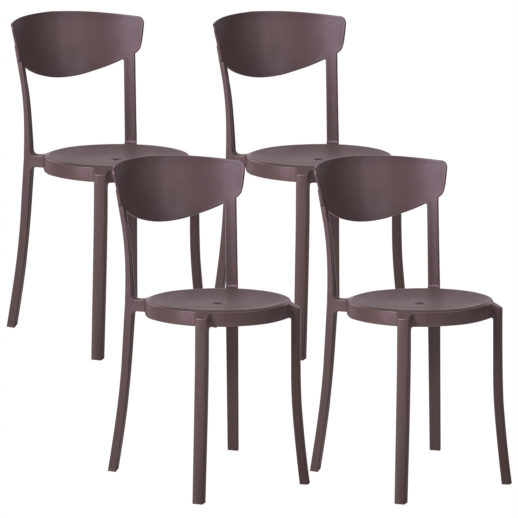 GARTENSTUHL 4er-Set Braun Vieste - Braun, Kunststoff (42/80/38cm) - Beliani