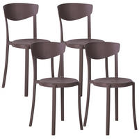 GARTENSTUHL 4er-Set Braun Vieste - Braun, Kunststoff (42/80/38cm) - Beliani