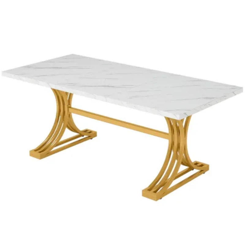 ESSTISCH Weiß/Goldfarben 159/80/75 cm - Goldfarben, Holz (80/159/75cm) - PANGIVO