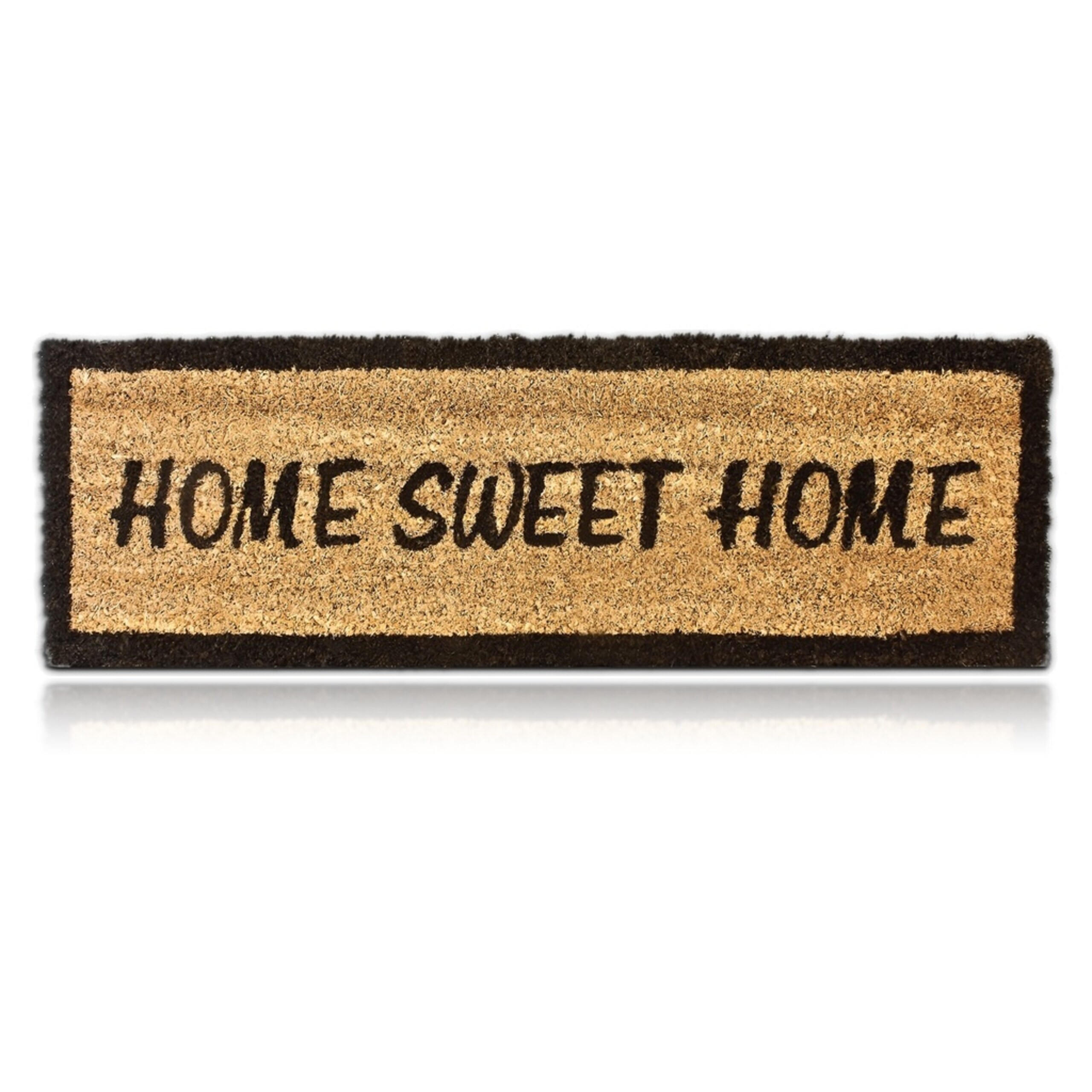 FUSSMATTE Natur Kokos Aufdruck Home Sweet Home 75x25 cm - Hellbraun, Kunststoff/Textil (75/25cm) - Relaxdays