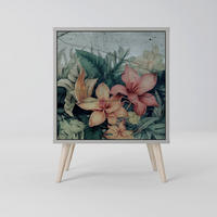 SIDEBOARD HEAVENLY BLOOM, Grau, 57,5x42x77,5 cm, Schräge Buchenholzfüße - Buchefarben/Multicolor, Holzwerkstoff/Buchenholz (57.5/77.5/42cm) - SpaceRebels