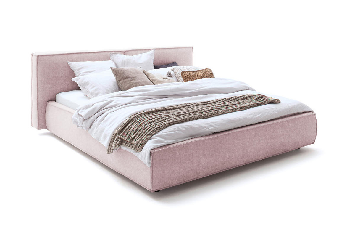 POLSTERBETT CARLO Pink Massivholz - Pink/Rosa, Textil (140/200cm) - KAWOLA