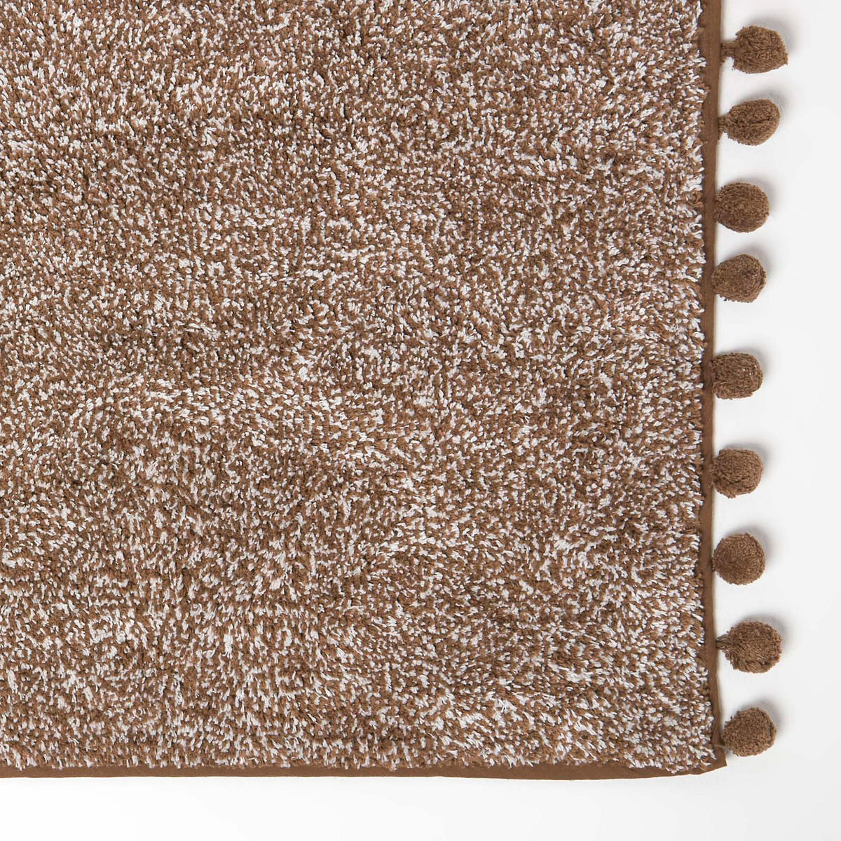 BADEMATTE Pompons 50/80 cm, Baumwolle - Braun, Textil (50/80cm) - Homescapes