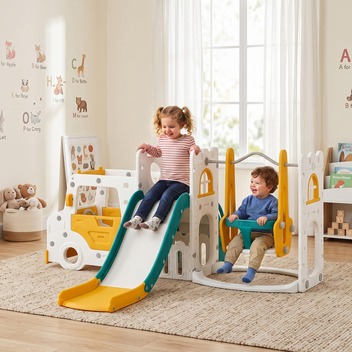 KINDERRUTSCHE HDPE Weiß - Weiß, Kunststoff (176/86/186cm) - AIYAPLAY
