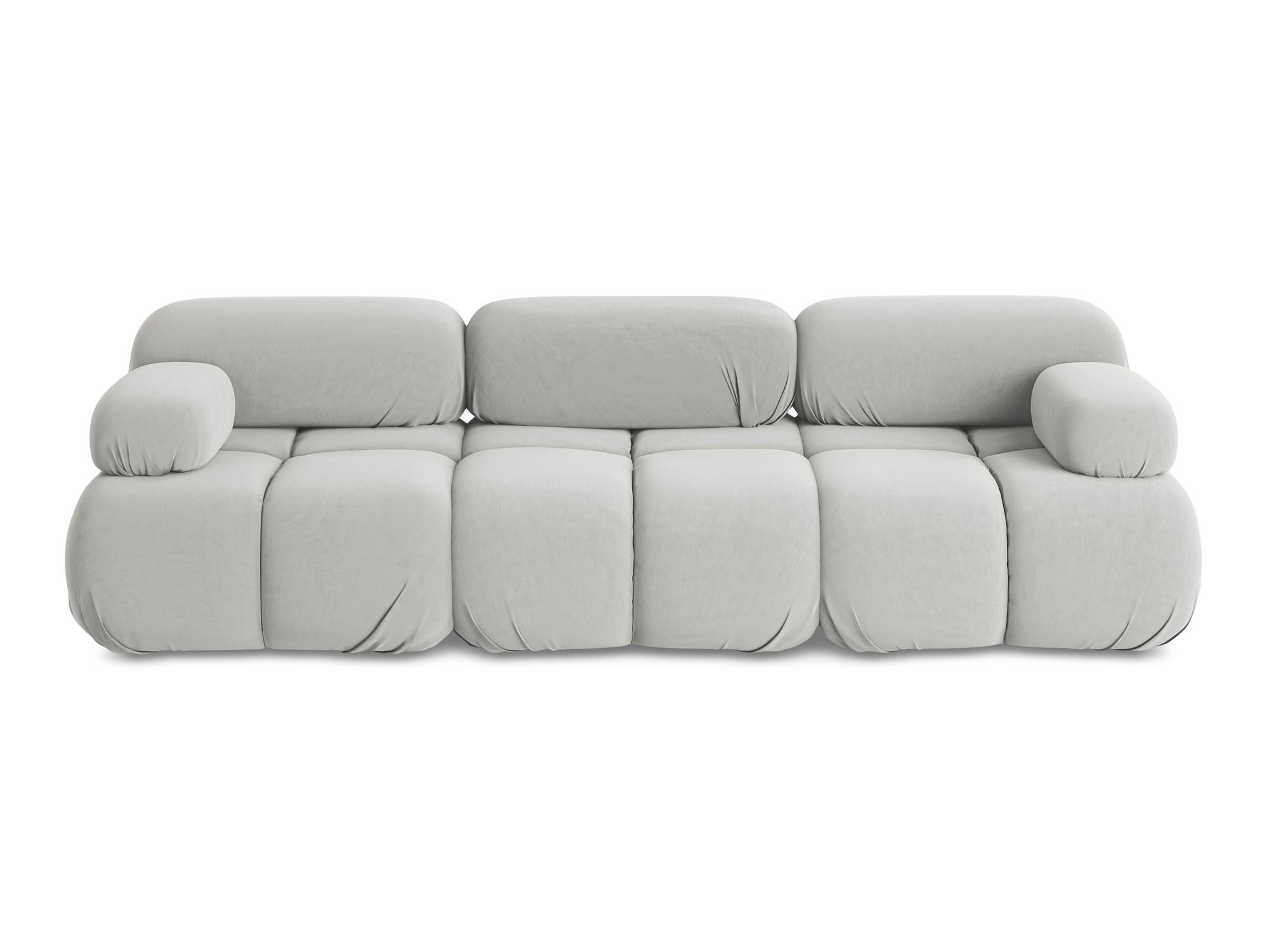 3-SITZER SOFA Samt Stoff Grau - Silberfarben/Schwarz, Kunststoff/Textil (285/70/96cm) - Makamii