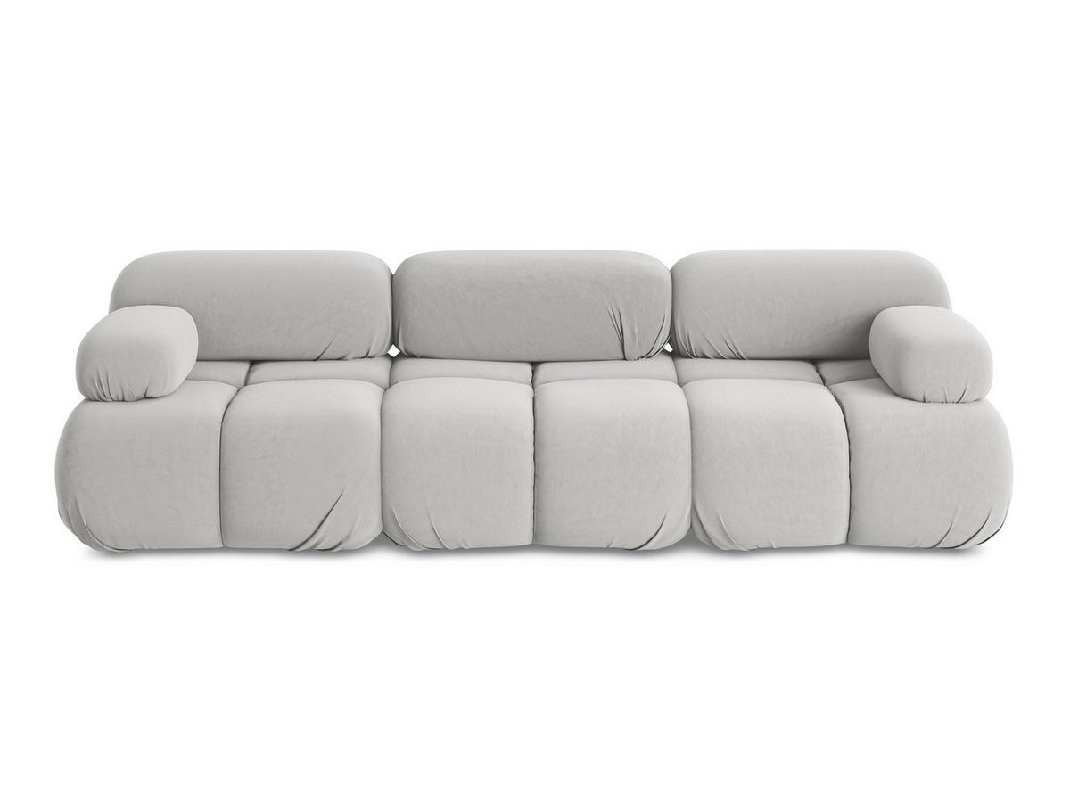 3-SITZER SOFA Samt Stoff Grau - Silberfarben/Schwarz, Kunststoff/Textil (285/70/96cm) - Makamii