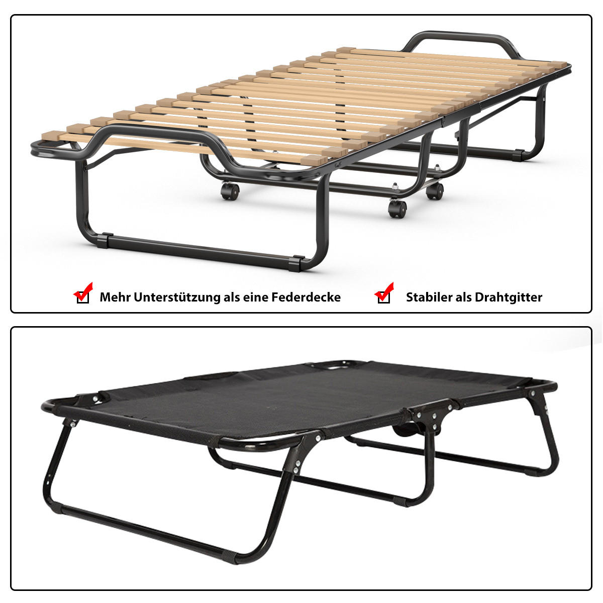 GASTEBETT Beige - Beige, Metall - COSTWAY