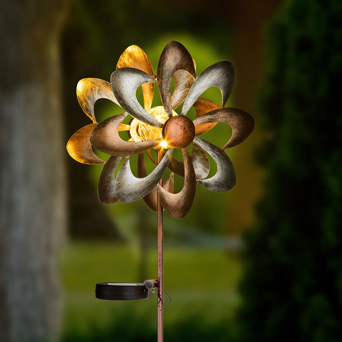 SOLARLEUCHTE Blumen-Design Braun, LED, 92 cm - Braun, Glas (23/12.5/92cm)