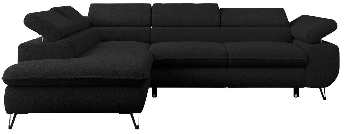 ECKSOFA PETER L Schwarz Boucle - Links Seite - Schwarz, Textil/Metall (208/273cm) - MKS