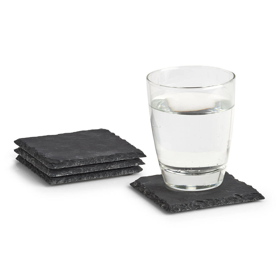 UNTERSETZER 4er-Set 10/10 cm - Schwarz, Stein (10/10cm) - ZELLER