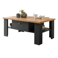 COUCHTISCH grau, Eiche Wotan, Landhaus 110 x 70 cm, Beistelltisch mit Soft-Close - Silberfarben/Eiche Wotan, Holzwerkstoff/Kunststoff (110/70/45cm) - Furn.Design
