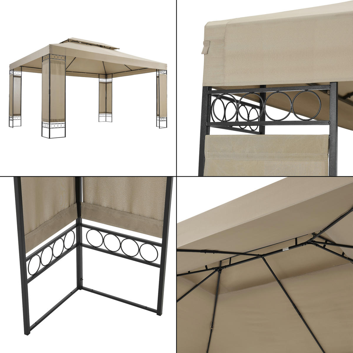 PAVILLON Lanciano - Beige, Textil/Metall (400/265/300cm) - [en.casa]