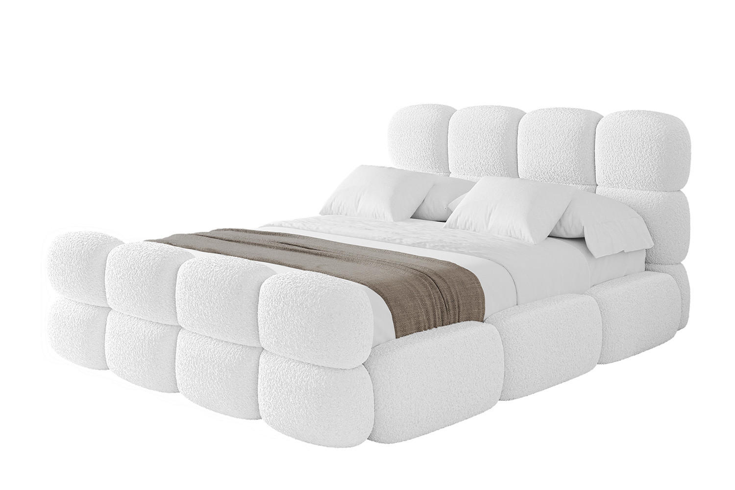 POLSTERBETT mit Bettkasten, Fußteil und Lattenrost, Boxbett ohne Matratze - NOMA-Z 160x200 Weiß - Weiß, Holzwerkstoff/Textil (160/200cm) - ALTDECOR