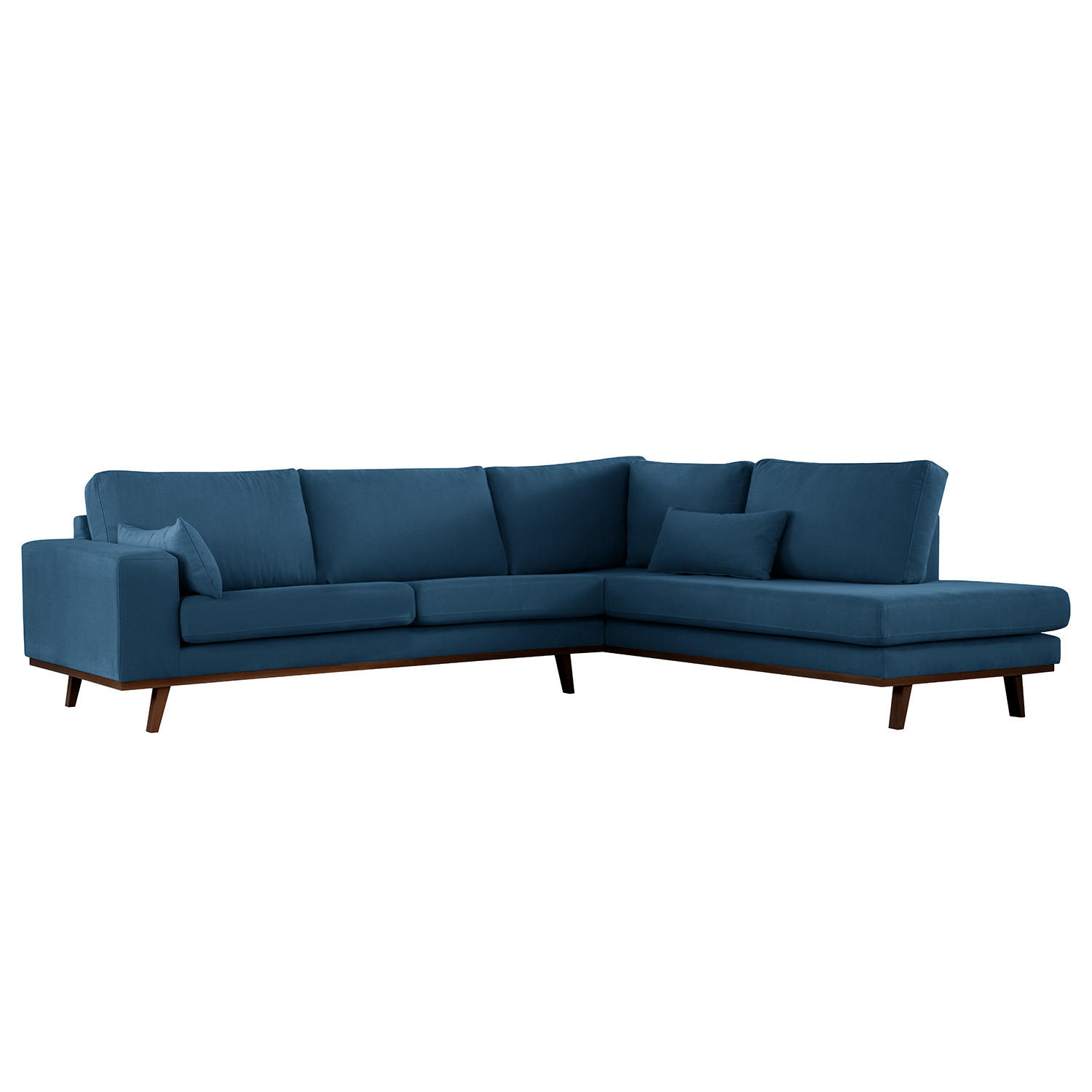 ECKSOFA mit Ottomane - Blau/Buchefarben, Textil (287/219cm) - home24