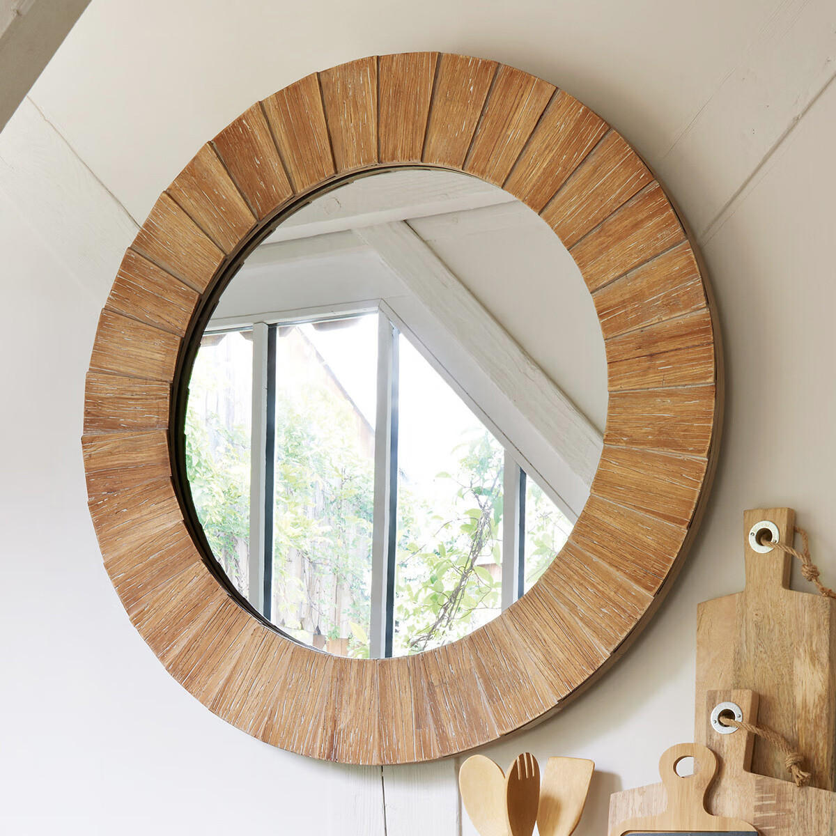 DEKOSPIEGEL mit Holzrahmen 83/83/3,5 cm - Braun, Holz (83/3.5/83cm) - Atmosphera Createur d´interieur