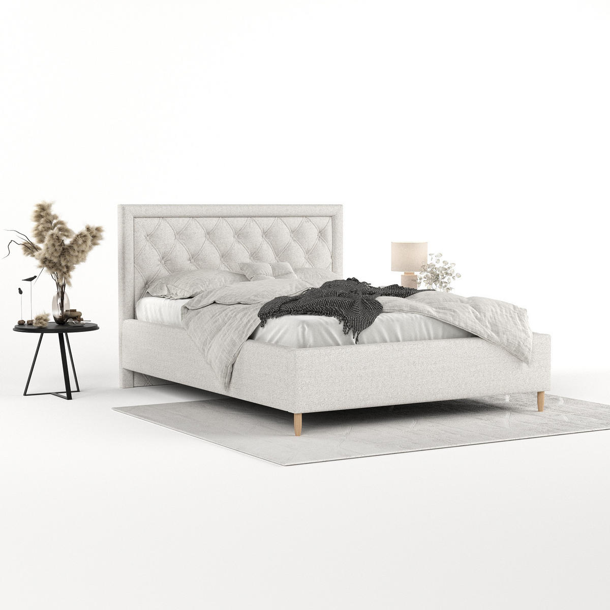 POLSTERBETT Lido 180/200 cm Hellbeige im Riva Stoff - Beige/Naturfarben, Holz/Holzwerkstoff (180/200cm) - AltaBeds