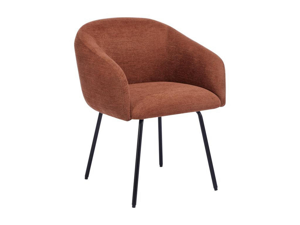 STUHL mit Armlehnen 2er-Set - Strukturstoff & schwarzes Metall - Terracotta - NISTOSIA - Braun, Textil (62/78/61cm) - Vente-Unique