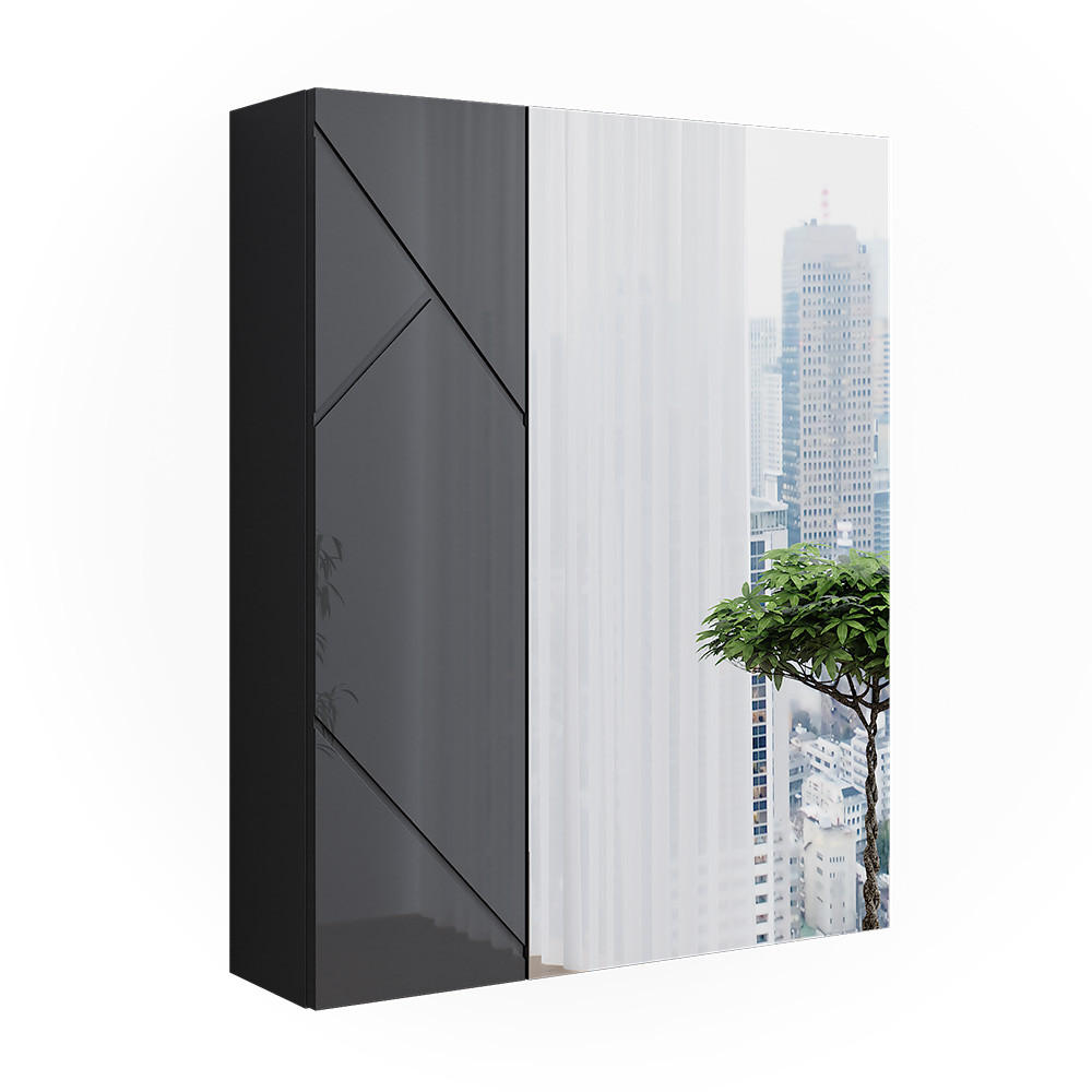 BADSPIEGELSCHRANK Irma Anthrazit/Anthrazit Hochglanz 60 x 75 cm - Anthrazit, Holzwerkstoff (60/75/17.2cm) - Vicco