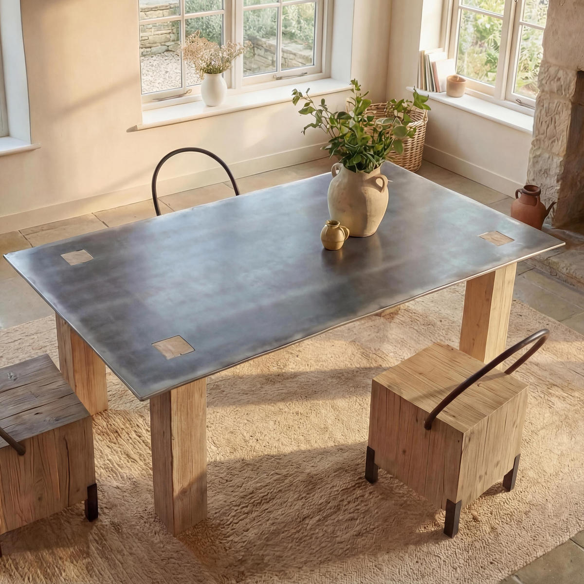 ESSTISCH Braun, Metall - Silberfarben/Braun, Holz (100/240/77cm) - MCW