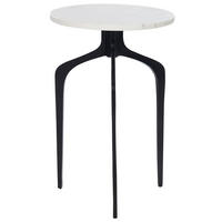 BEISTELLTISCH Marmor weiß/schwarz rund 36 cm Tihoi - Schwarz/Weiß, Stein (36/36/56cm) - Beliani
