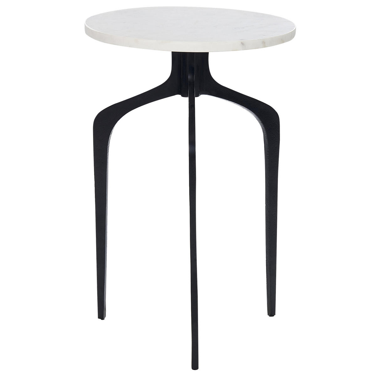 BEISTELLTISCH Marmor weiß/schwarz rund 36 cm Tihoi - Schwarz/Weiß, Stein (36/36/56cm) - Beliani