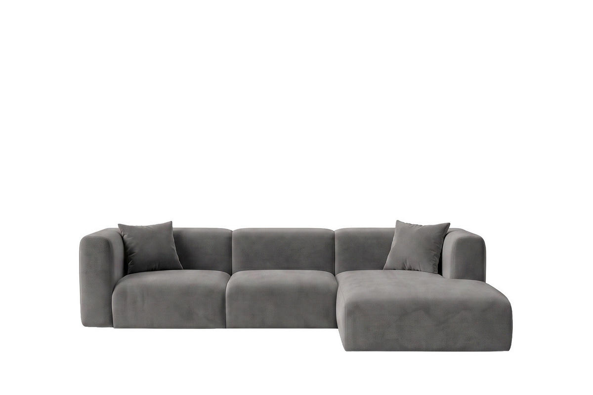 ECKSOFA L-Form, Velvet-Stoff Bluvel, Aschgrau, Rechts, GRETA - Grau, Holz (318/179cm) - Kaiser Möbel