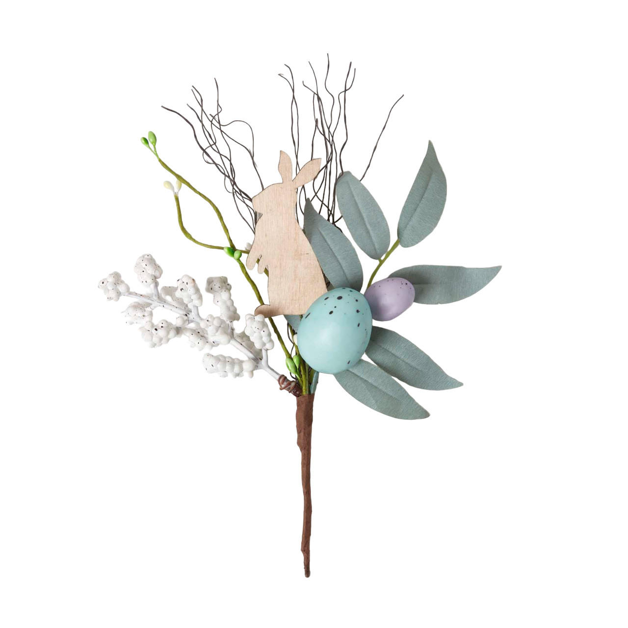 OSTERDEKO Zweig mit Eiern & Hase, 24 cm - Multicolor, Kunststoff (14/24/24cm) - Homescapes