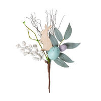 OSTERDEKO Zweig mit Eiern & Hase, 24 cm - Multicolor, Kunststoff (14/24/24cm) - Homescapes