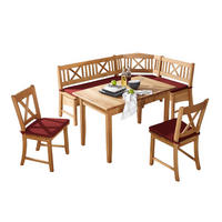 ECKBANKGRUPPE im Landhausstil Damaris Massivholz Wildeiche/Weinrot - Wildeiche/Rot, Holz (179/1/139cm) - 58aufmkessel