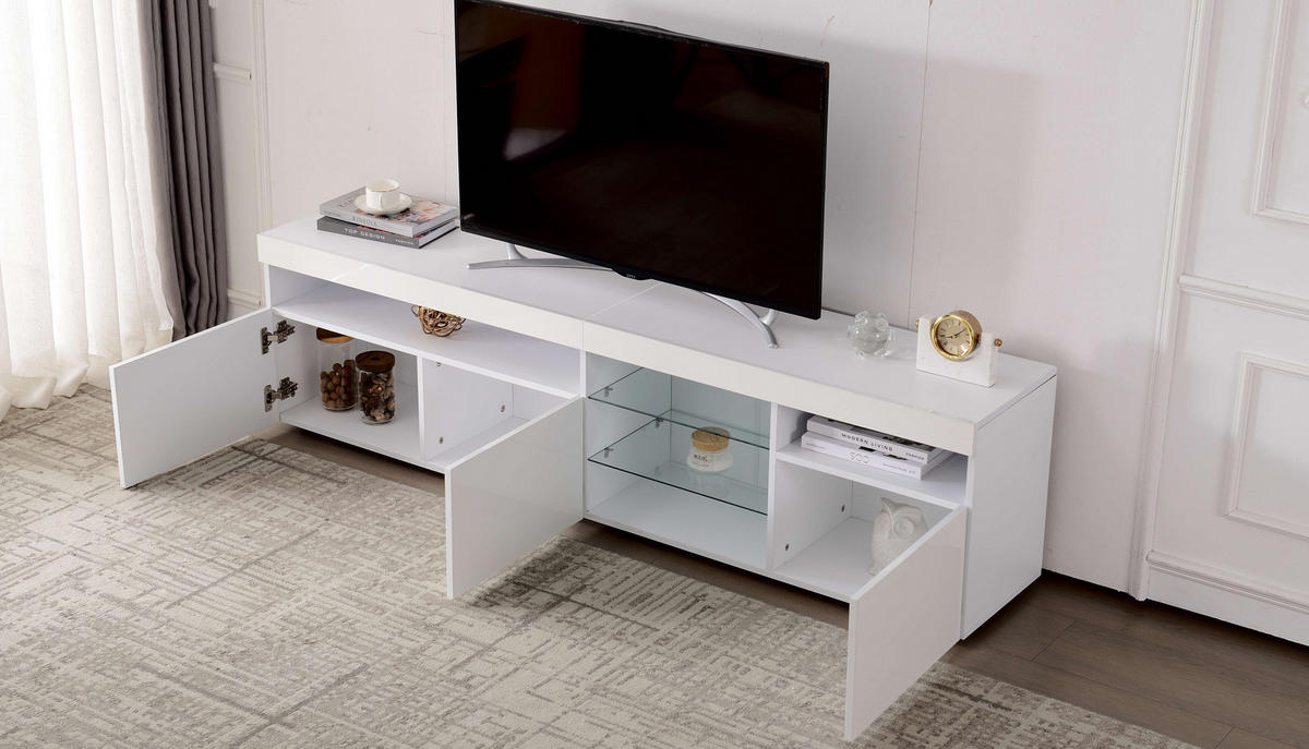 TV-SCHRANK Farbblock in Holzfarbe und Weiß 180/38/46 cm - Weiß, Holzwerkstoff (180/48/35cm) - Redom