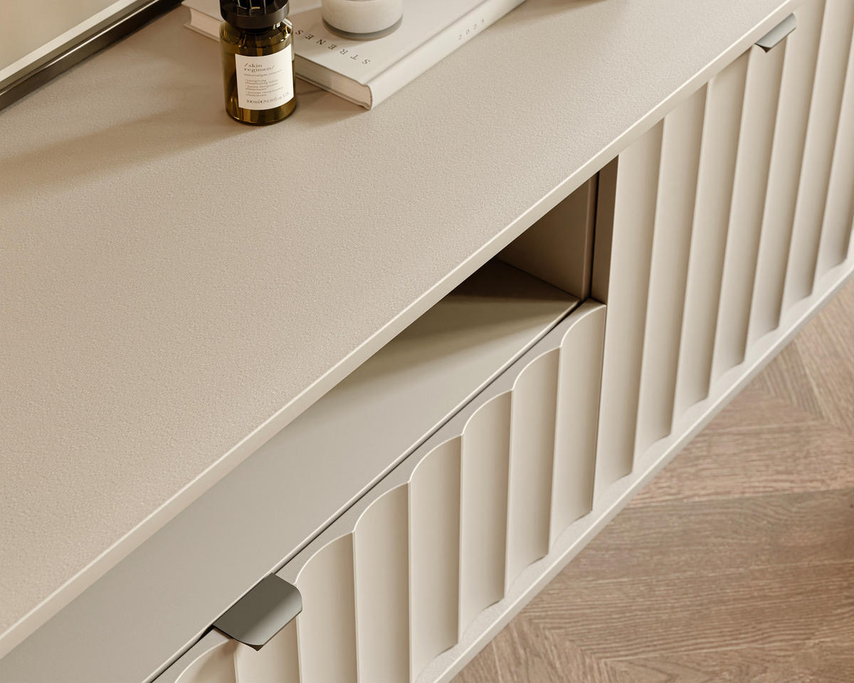 TV-LOWBOARD VITA stehend, 196 cm Lehmgrau - Grau, Holzwerkstoff/Metall (196/57/40.5cm) - Idohome