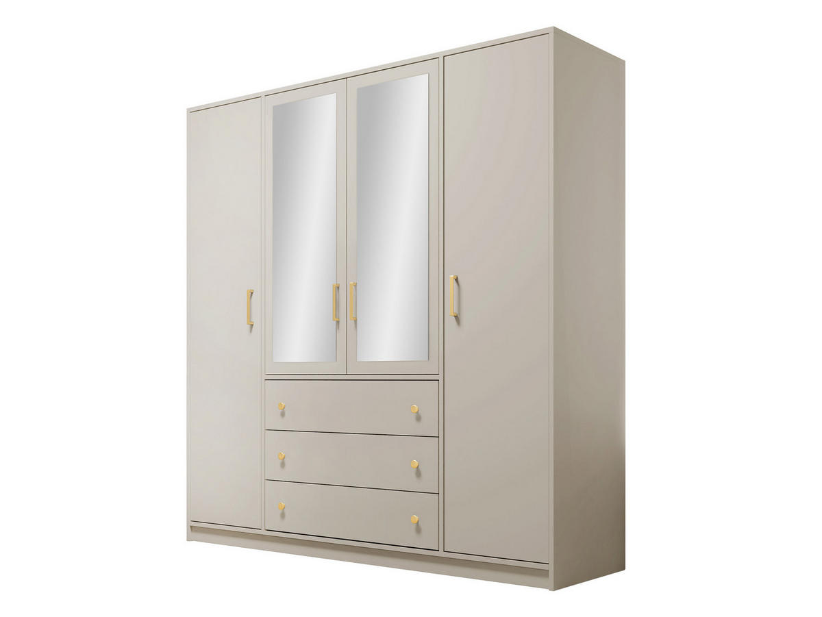 KLEIDERSCHRANK Retro Lux D4 - Kaschmir/Goldfarben, Holzwerkstoff (196/200/58cm) - MIRJAN24