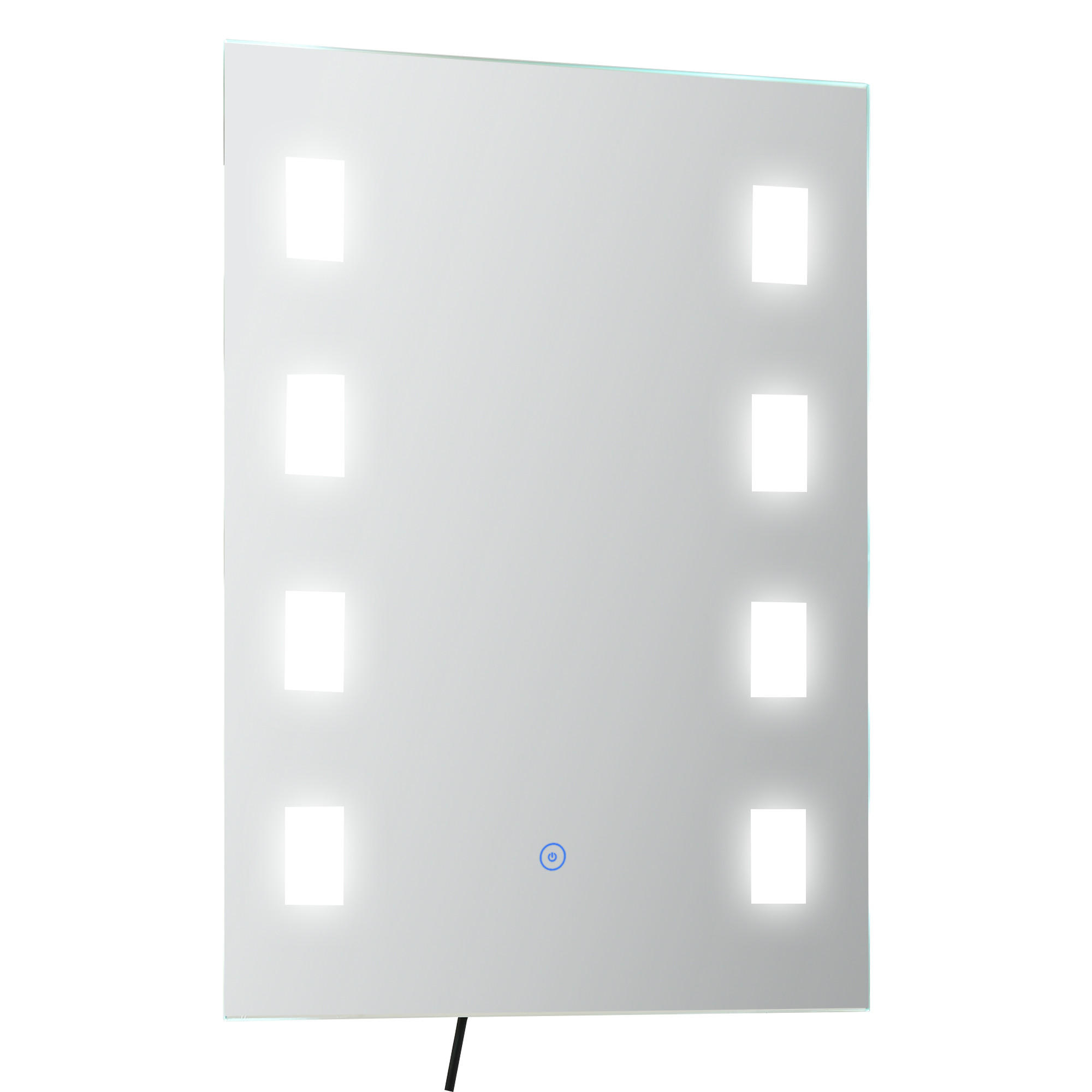 BADSPIEGEL mit LED-Beleuchtung und Antibeschlagfunktion, Touch-Schalter, 70 x 50 cm ,Silber - Silberfarben, Glas (70/50/2.7cm) - Vallsero