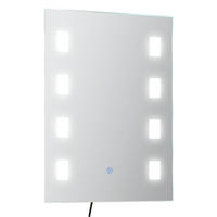 BADSPIEGEL mit LED-Beleuchtung und Antibeschlagfunktion, Touch-Schalter, 70 x 50 cm ,Silber - Silberfarben, Glas (70/50/2.7cm) - Vallsero