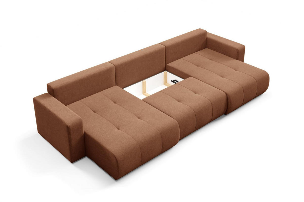 WOHNLANDSCHAFT Augusto - Kupferfarben, Holzwerkstoff/Textil (344/82/149cm) - Fun Möbel