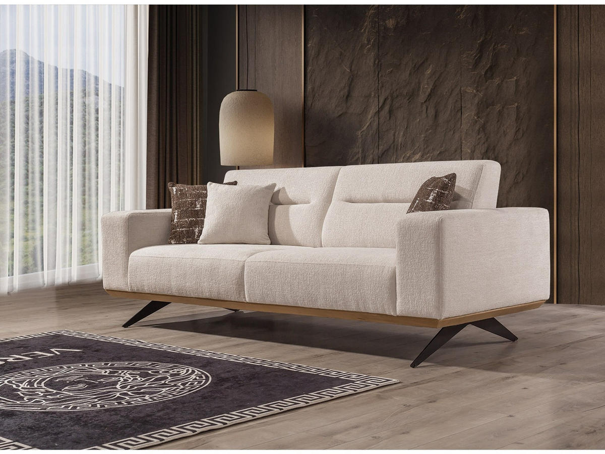 SOFA Opera 3-Sitzer Samt Beige - Beige, Textil/Metall (230/87/95cm) - Villa Möbel