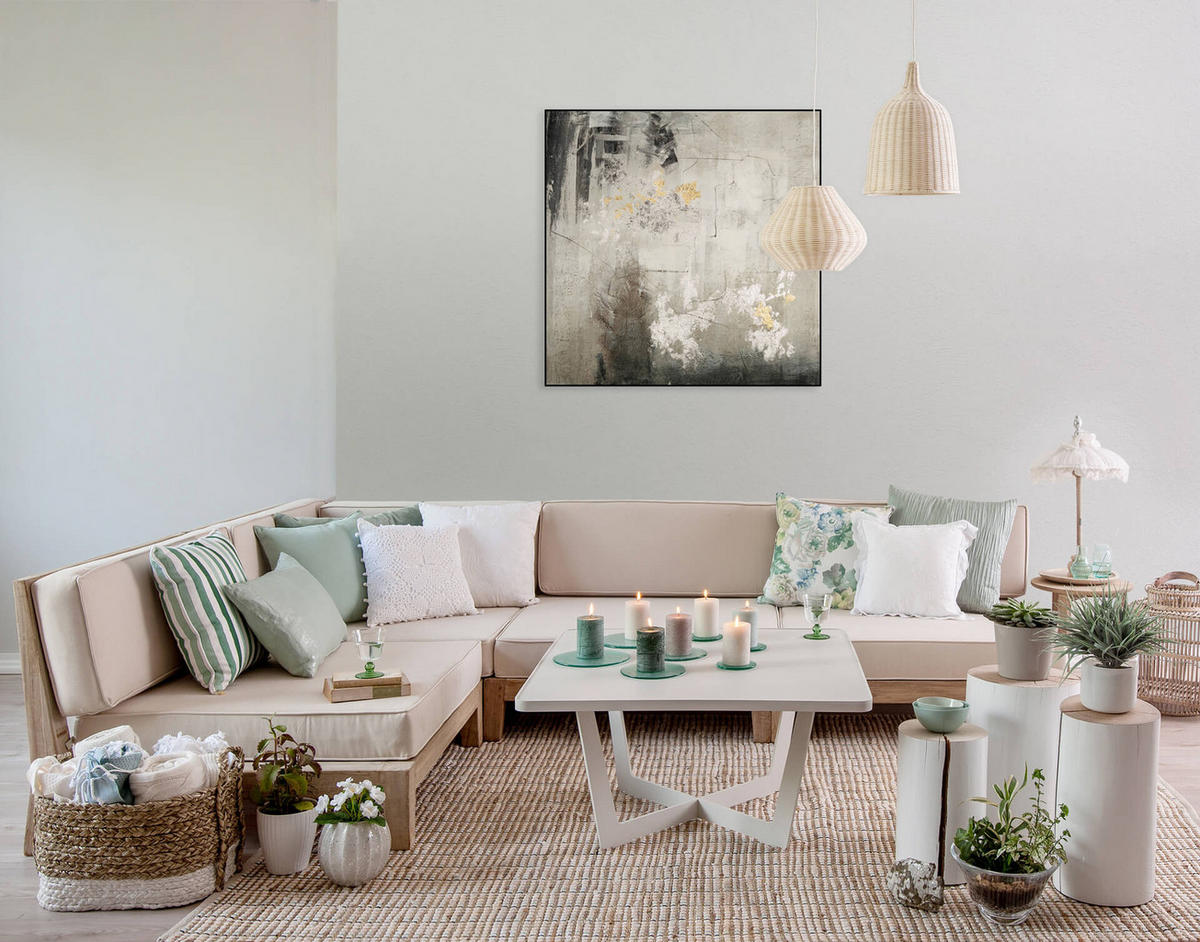 ÖLGEMÄLDE 80/80 cm - Grau, Holz/Textil (80/80cm) - KUNSTLOFT