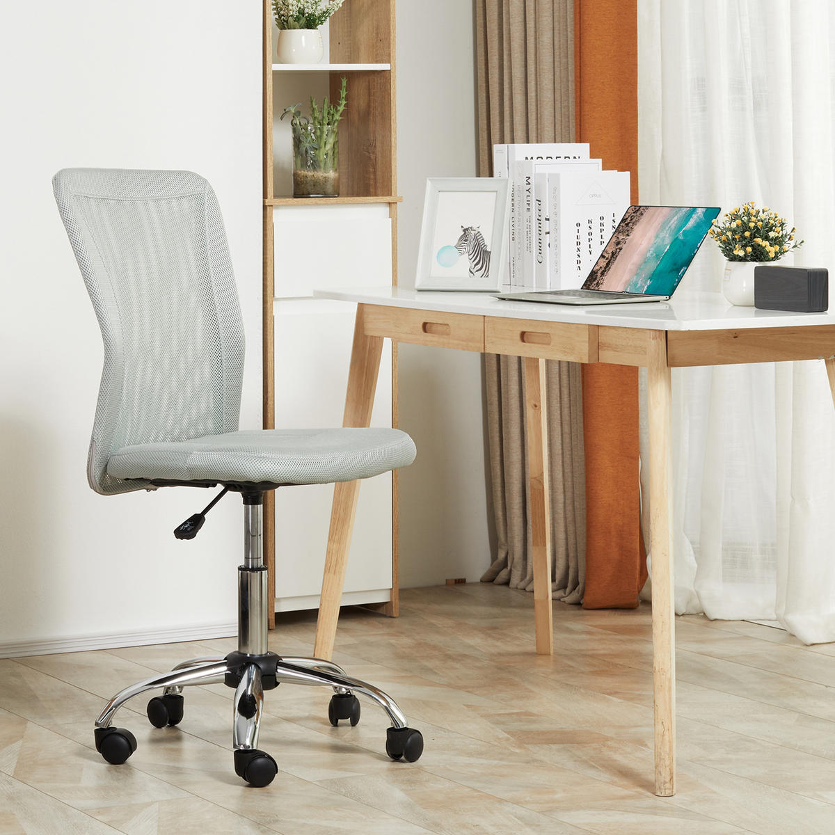 DREHSTUHL ergonomisch höhenverstellbar DE-11657 Chromgestell 360° Grau - Grau, Textil (58/100/43cm) - ComfortXL