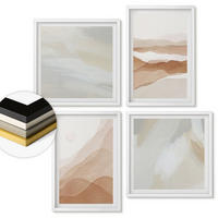 WANDBILDER 4er-Set - 50x50 cm & 40x60 cm Weißer Rahmen - Abstrakte braune Landschaften - Weiß, Kunststoff (50/50cm) - ArtPrintCave