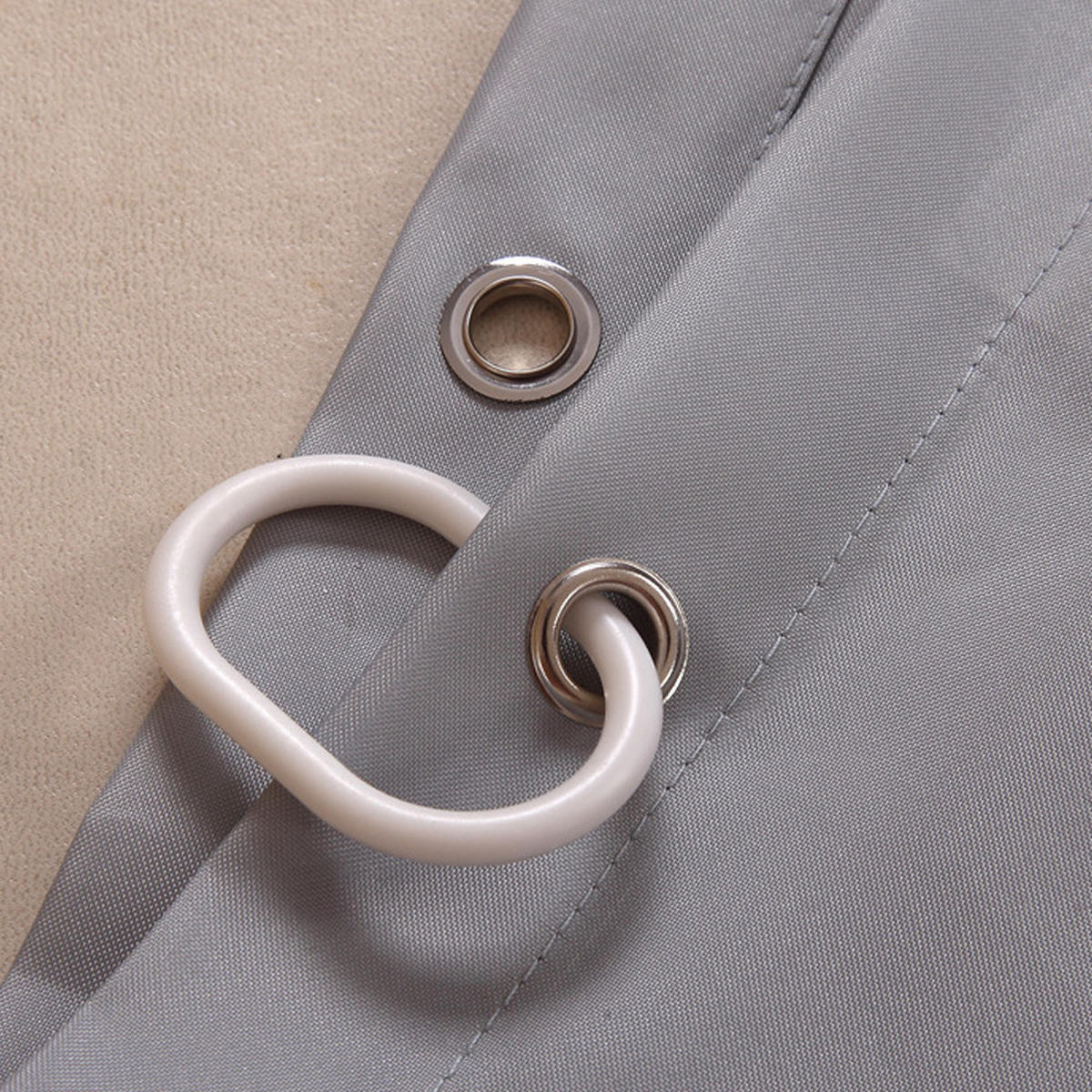 DUSCHVORHANG schimmelresistent Grau klein Stoff Polyester wasserdicht Badewanne maschinenwaschbar Haken - Grau, Textil (80/180cm) - MCBOSON