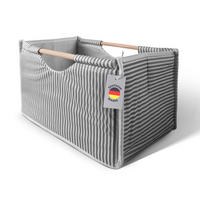 AUFBEWAHRUNGSBOX Stoff mit Holzgriffen faltbar 32x17x18 cm - Grau, Textil (17/18/32cm) - Bestlivings
