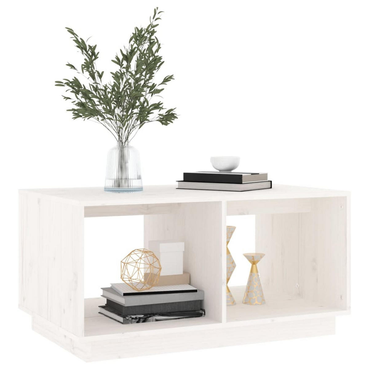 COUCHTISCH Weiß 80x50x40 cm Massivholz Kiefer - Weiß, Holz (80/50/40cm) - furnicato